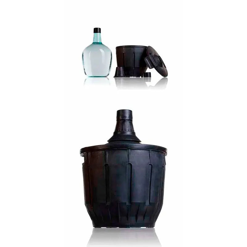Demijohn 8 liters with black plastic cover and cap cover  The Pack Stock EU