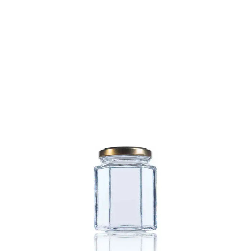 Hexagonal glass jar 116 ml Twist off 48  The Pack Stock EU