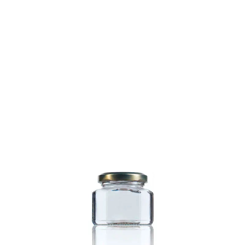 Hexagonal glass jar 106ml Twist off 53  The Pack Stock EU