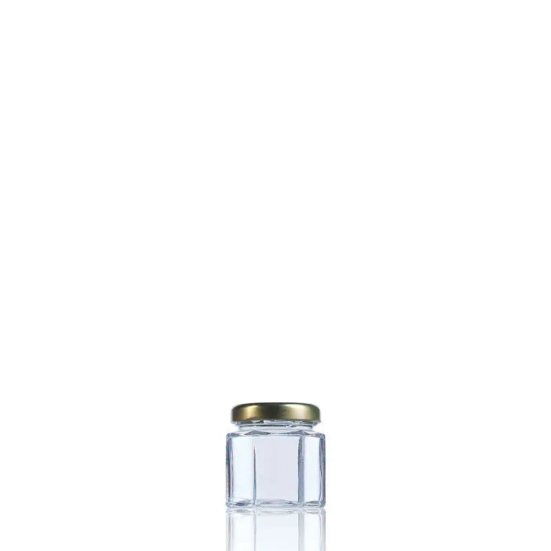Hexagonal glass jar 47 ml Twist off 43  The Pack Stock EU